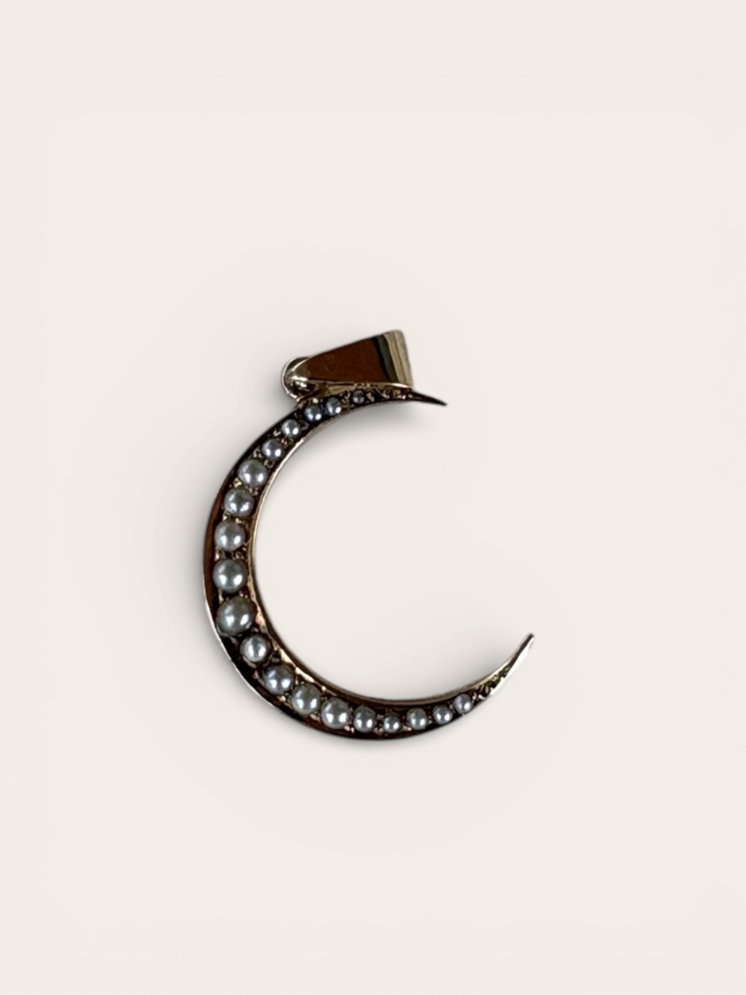 Vintage Pearl Crescent Charm